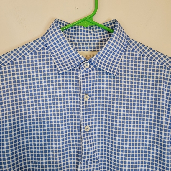 Donald Ross Short Sleeve Button Up Shirt Blue Plaid Mens Size Small - Picture 1 of 5